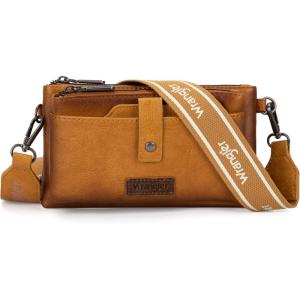 Wrangler Crossbody Wallet Purses Multi-function Card Holder Small Purse with Double Zipper(Yellow)