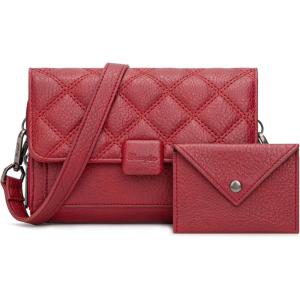Wrangler Crossbody Wallet Purses for Women Rfid Blocking Wallet Purses with Crossbody Strap(A-red)