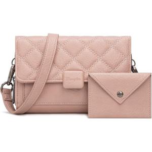 Wrangler Crossbody Wallet Purses for Women Rfid Blocking Wallet Purses with Crossbody Strap(Light Pink)