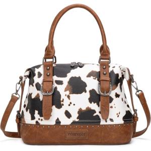 Wrangler Doctor Bag Top Handle Purse Hobo Shoulder Barrel Satchel Handbags for Women(Cow Brown)
