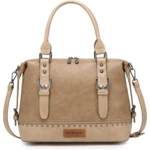 Wrangler Doctor Bag Top Handle Purse Hobo Shoulder Barrel Satchel Handbags for Women(Coyote Indian Khaki)