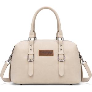 Wrangler Doctor Bag Top Handle Purse Hobo Shoulder Barrel Satchel Handbags for Women(Suede Beige)
