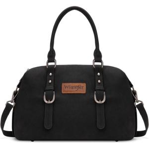 Wrangler Doctor Bag Top Handle Purse Hobo Shoulder Barrel Satchel Handbags for Women(Suede Black)