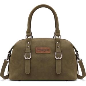 Wrangler Doctor Bag Top Handle Purse Hobo Shoulder Barrel Satchel Handbags for Women(Suede Green)