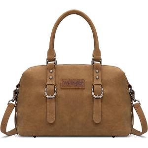 Wrangler Doctor Bag Top Handle Purse Hobo Shoulder Barrel Satchel Handbags for Women(Suede Khaki)