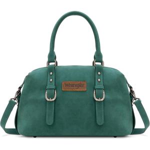 Wrangler Doctor Bag Top Handle Purse Hobo Shoulder Barrel Satchel Handbags for Women(Suede Turquoise)