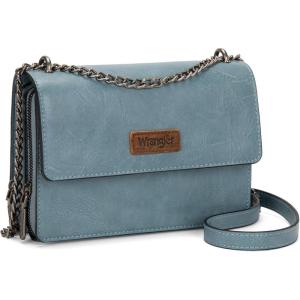 Wrangler Flap Crossbody Purse for Women Shoulder Bag Vintage Wallets with Chain Strap(Ether Blue)