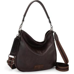 Wrangler Hobo Bags Large Crossbody Bag for Women Shoulder Purse Handbags with Adjustable Strap(Dark Coffee)