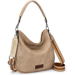 Wrangler Hobo Bags Large Crossbody Bag for Women Shoulder Purse Handbags with Adjustable Strap(Dark Linen)