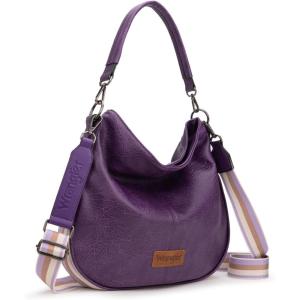 Wrangler Hobo Bags Large Crossbody Bag for Women Shoulder Purse Handbags with Adjustable Strap(Eggplant)