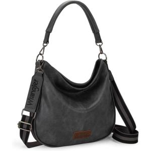 Wrangler Hobo Bags Large Crossbody Bag for Women Shoulder Purse Handbags with Adjustable Strap(Pebble Grey)
