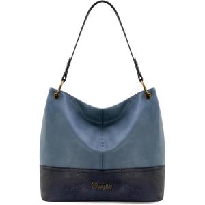 Wrangler Hobo Bags for Women Vegan Leather Top Handle Shoulder Purses and Handbags(Two Tone Jean)