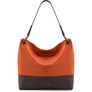 Wrangler Hobo Bags for Women Vegan Leather Top Handle Shoulder Purses and Handbags(Two Tone Orange)