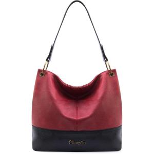 Wrangler Hobo Bags for Women Vegan Leather Top Handle Shoulder Purses and Handbags(Two Tone Red)
