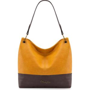 Wrangler Hobo Bags for Women Vegan Leather Top Handle Shoulder Purses and Handbags(Two Tone Yellow)