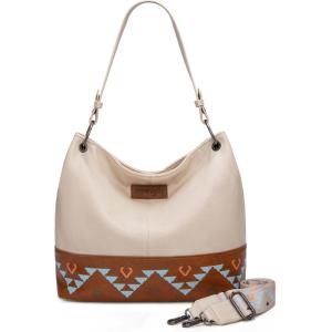 Wrangler Hobo Bags for Women Vegan Leather Top Handle Shoulder Purses and Handbags(Western Beige)