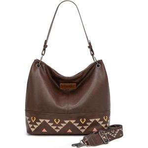 Wrangler Hobo Bags for Women Vegan Leather Top Handle Shoulder Purses and Handbags(Western Coffee)