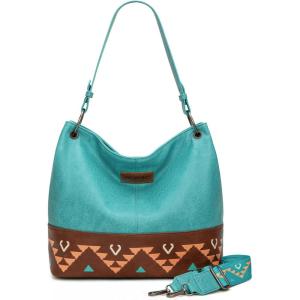 Wrangler Hobo Bags for Women Vegan Leather Top Handle Shoulder Purses and Handbags(Western Turquoise)