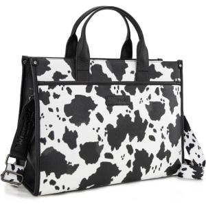 Wrangler Laptop Bag for Women 15.6 Inch Vintage Work Tote Bag for Business Briefcase Handbag with Adjustable Shoulder Strap(Cow-black)