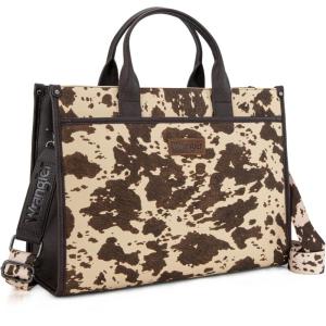 Wrangler Laptop Bag for Women 15.6 Inch Vintage Work Tote Bag for Business Briefcase Handbag with Adjustable Shoulder Strap(Cow-coffee)