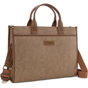 Wrangler Laptop Bag for Women 15.6 Inch Vintage Work Tote Bag for Business Briefcase Handbag with Adjustable Shoulder Strap(Khaki)