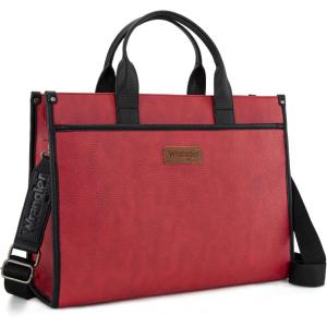 Wrangler Laptop Bag for Women 15.6 Inch Vintage Work Tote Bag for Business Briefcase Handbag with Adjustable Shoulder Strap(Red)