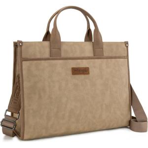 Wrangler Laptop Bag for Women 15.6 Inch Vintage Work Tote Bag for Business Briefcase Handbag with Adjustable Shoulder Strap(Tan)