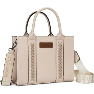 Wrangler Medium Tote Bag for Women Designer Satchel Handbags Top-handle Purses with Strap(A-natural-beige)
