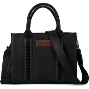 Wrangler Medium Tote Bag for Women Designer Satchel Handbags Top-handle Purses with Strap(A-natural-black)