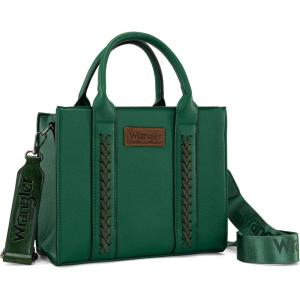 Wrangler Medium Tote Bag for Women Designer Satchel Handbags Top-handle Purses with Strap(A-natural-dark Green)