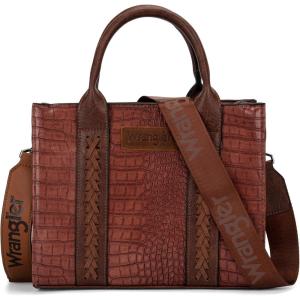 Wrangler Medium Tote Bag for Women Designer Satchel Handbags Top-handle Purses with Strap(Crocodile-brown)