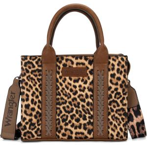 Wrangler Medium Tote Bag for Women Designer Satchel Handbags Top-handle Purses with Strap(Leopard Print)