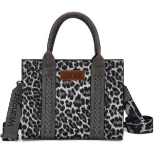 Wrangler Medium Tote Bag for Women Designer Satchel Handbags Top-handle Purses with Strap(Leopard-light Grey)