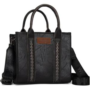 Wrangler Medium Tote Bag for Women Designer Satchel Handbags Top-handle Purses with Strap(Vintage-black)