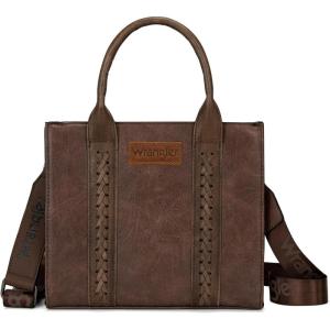 Wrangler Medium Tote Bag for Women Designer Satchel Handbags Top-handle Purses with Strap(Vintage-brown)