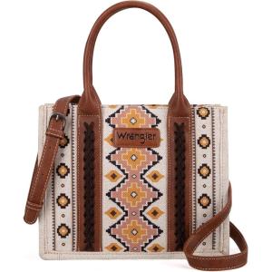 Wrangler Purse Aztec Tote Bag for Women Western Top-handle Hobo Handbags(A Angel White – M)