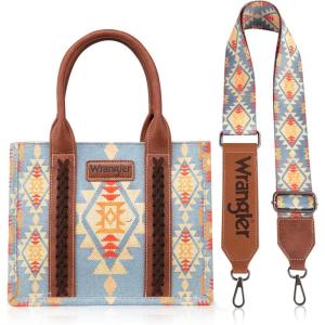 Wrangler Purse Aztec Tote Bag for Women Western Top-handle Hobo Handbags(Angel Cerulean Westblue – Wide Strap M)