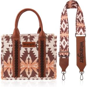 Wrangler Purse Aztec Tote Bag for Women Western Top-handle Hobo Handbags(Angel Diamond Camel-guitar Strap M)