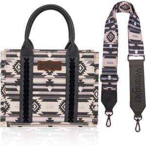 Wrangler Purse Aztec Tote Bag for Women Western Top-handle Hobo Handbags(Angel Diamond Darkblack-guitar Strap M)