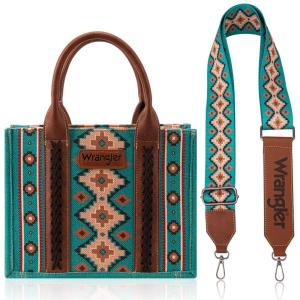 Wrangler Purse Aztec Tote Bag for Women Western Top-handle Hobo Handbags(Angel Diamond Turquoise-guitar Strap M)