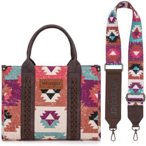 Wrangler Purse Aztec Tote Bag for Women Western Top-handle Hobo Handbags(Ca Guitar Strap-coffe)
