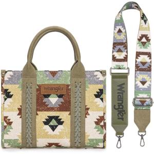 Wrangler Purse Aztec Tote Bag for Women Western Top-handle Hobo Handbags(Ca Guitar Strap-green)