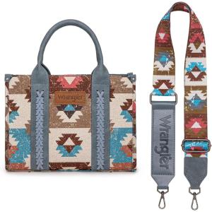 Wrangler Purse Aztec Tote Bag for Women Western Top-handle Hobo Handbags(Ca Guitar Strap-jean)