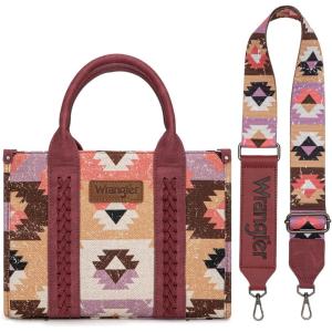 Wrangler Purse Aztec Tote Bag for Women Western Top-handle Hobo Handbags(Ca Guitar Strap-pink)