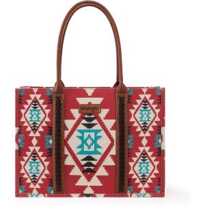 Wrangler Purse Aztec Tote Bag for Women Western Top-handle Hobo Handbags(Z Angel Diamond Burgundy-l)