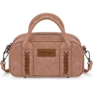 Wrangler Small Crossbody Purses for Women Boston Barrel Bag Mini Top Handle Bags with Crossbody Strap(Dawn Pink)