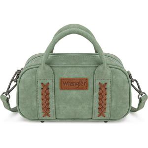 Wrangler Small Crossbody Purses for Women Boston Barrel Bag Mini Top Handle Bags with Crossbody Strap(Green)