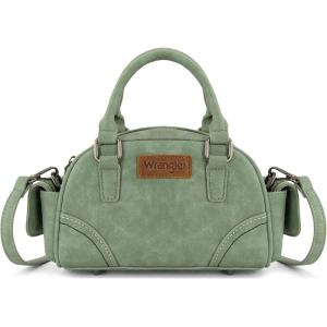 Wrangler Small Crossbody Purses for Women Boston Barrel Bag Mini Top Handle Bags with Crossbody Strap(Pocket Green)