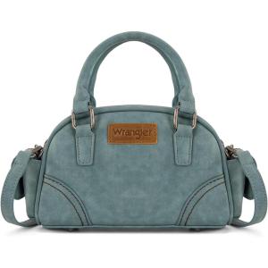 Wrangler Small Crossbody Purses for Women Boston Barrel Bag Mini Top Handle Bags with Crossbody Strap(Pocket Jean)