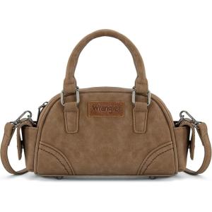 Wrangler Small Crossbody Purses for Women Boston Barrel Bag Mini Top Handle Bags with Crossbody Strap(Pocket Khaki)